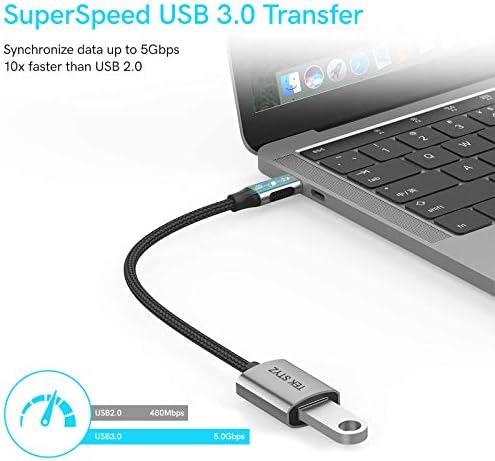 Tek Styz USB-C USB 3.0 Adapter Kompatibilis A Dell XPS 15 9575 OTG Típus-C/PD Férfi USB 3.0 Női Converter. (5Gbps)