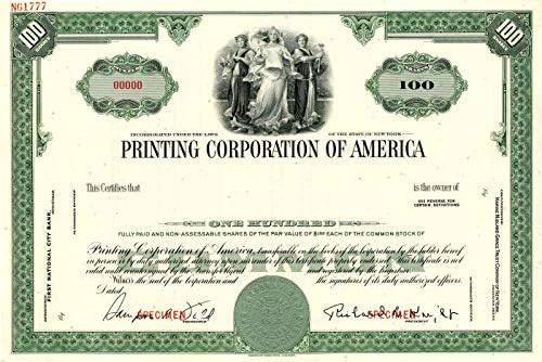 Nyomtatás Corporation of America - Raktáron Bizonyítvány