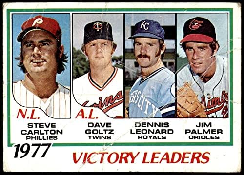 1978 Topps 205 Dobó Vezetők Steve Carlton/Jim Palmer/Dave Goltz/Dennis Leonard Kansas City-Philadelphia/Ikrek/Királyi/Orioles