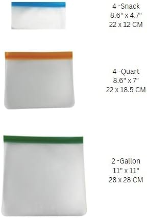 EcoHome Essentials Újrafelhasználható Élelmiszer Tárolására Lapos Táskák - 10 Pack, BPA Mentes, Szivárgásmentes, Fagyasztó