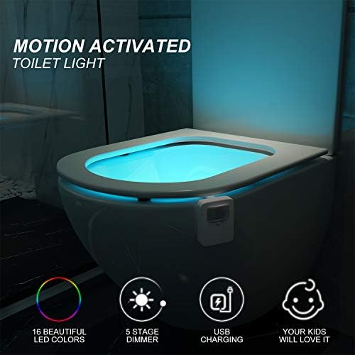 Chunace Újratölthető Wc-Éjszakai Fény 4 Csomag - 16-Szín Mozgásérzékelő Aktív Fürdőszoba LED Tál, Lámpa - Vicces Kütyü a