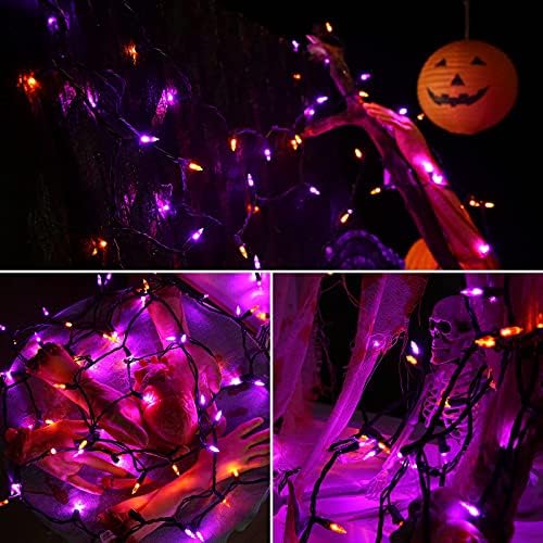 Brizled Lila & Orange Halloween Fények, 33ft 100 LED Halloween String Fények, 120V UL Minősített Lila & Narancssárga Fények
