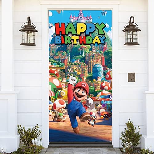 Super Mario Téma Boldog Szülinapot Ajtó Banner Kaland Játék, Gomba Aranyat Hátteret Gyerekek Boldog Szülinapot Desszert Táblázat