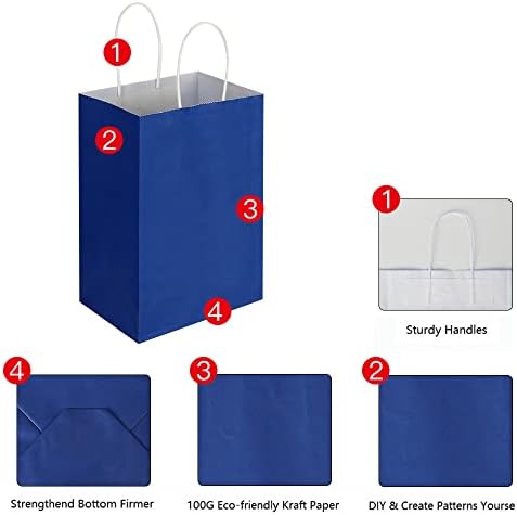 Minden 50 Pack Kis Blue & Fukszia Kraft Papír Ajándék Táskák Kezeli Ömlesztett