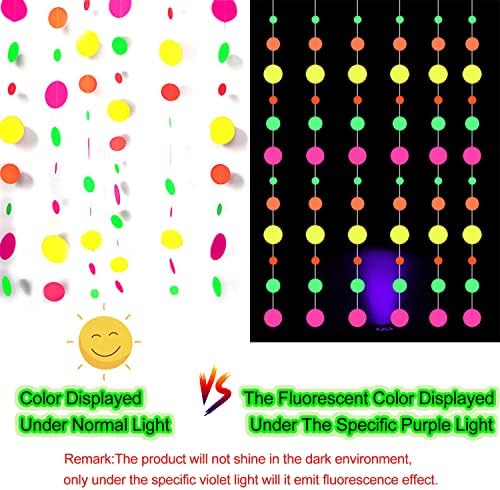 90feet Papír UV Neon Kerek Dot Garland Neon Szalagokat, mert A Sötét Fél Ellátás Fekete Fény Dekoráció Esküvő, Születésnap