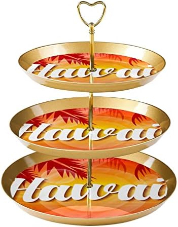 Hawaii Naplemente Cupcake tartó Tészta, 3 Rétegű Műanyag Arany Torta Állvány Desszertet, Cupcake Fa Torony Kijelző Állni
