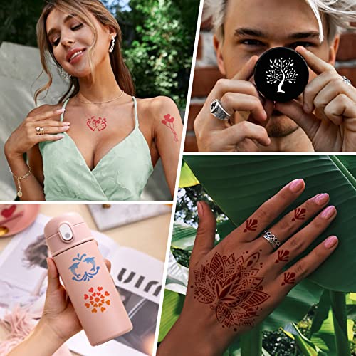 A Henna Tetoválás Stencil Szett Újrahasználható a Nők, Lányok, Gyerekek, 410+ PC-k, Sablonok, Tattoo,Ideiglenes Indiai, Arab