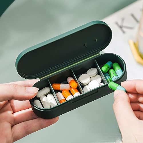 Hordozható Mini Tabletta Doboz Utazási Gyógyszer Tároló Doboz Osztott Doboz 4 Ráccsal Lezárt Doboz, Tároló Tároló A Gyógyszert,