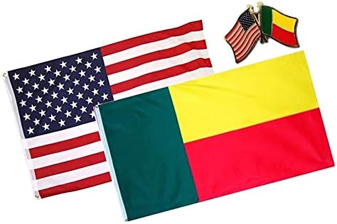 Új Combo USA & Benin Ország 2x3 2'x3' Flag & Barátság Dekoráció Kitűző - Bross, valamint Szegecsekkel Ruhát TR-1424LP