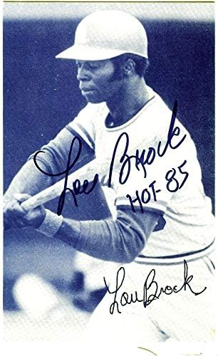 Lou Brock Dedikált 3.5x5.5 Képeslap St. Louis Cardinals HOF 85 SKU 106133 - MLB Vágott Aláírás
