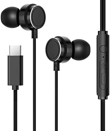 HAPPYAUDIO W2 USB-C Vezetékes Fejhallgató, Hi-Fi Sztereó Vezetékes zajszűrő Fülhallgató Mikrofonnal Vezetékes Headset Anti-Tangle