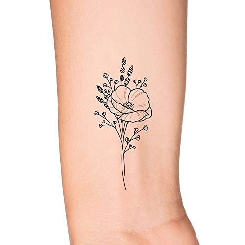 TH SMART - Poppy Vadvirág Ideiglenes Tetoválás / Virág tetoválás / Kis Virág Tetoválás / Női tetoválás / Egyszerű Vázlat