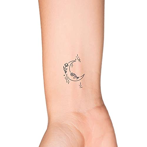 TH SMART-Kecses Virág Crescent Moon Vázlat Női Ideiglenes Tetoválás (4 hüvelyk)