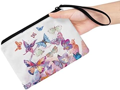 Bulopur Színes Pillangó Smink Táska, Akvarell Pillangók Kozmetikai Táskák, a Fogantyú Cipzáras, Többszínű Tisztálkodási Tok