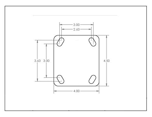 6x2 Forgatható, nagy teherbírású Poliuretán Görgő 4x4-1/2 szerelőlap, a Fék