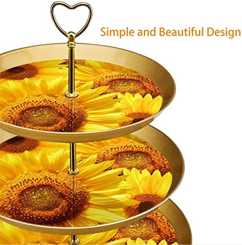 Torta Állvány,Muffin Állvány,Desszert Áll Táblázat Kijelző Beállítása,Napraforgó Sárga Virág Minta