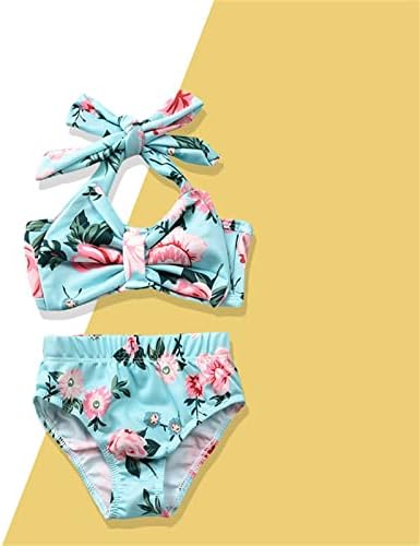 Fürdőruhás Lányok Darab Set Bikini Fürdőruha Nyomtatott Virágos Pánt Két Kisgyermek Fürdőruhás Lányok 8-10
