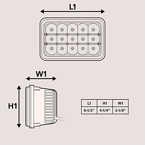 2db 4x6-os LED-es Fényszórók [45W] [H4-es Foglalat] [Fekete-Finish] [Magas/Alacsony Zárt betétes] H4652 H4666 H6545 H4651