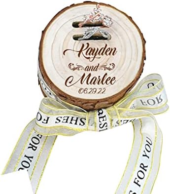 Egyedi Fa gyűrűhordozó Doboz Esküvői Szertartás Személyre szabott Rusztikus Fa gyűrűhordozó Esküvői Doboz Neve & Date Egyéni