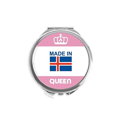 Készült Izland Ország Szerelem Mini kétoldalas, Hordozható Smink Tükör Királynő