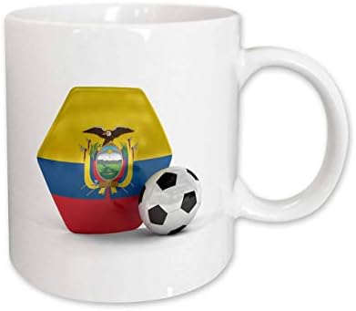 3dRose Ecuador Futball-Labda Kerámia Bögre, 11 oz, Fehér