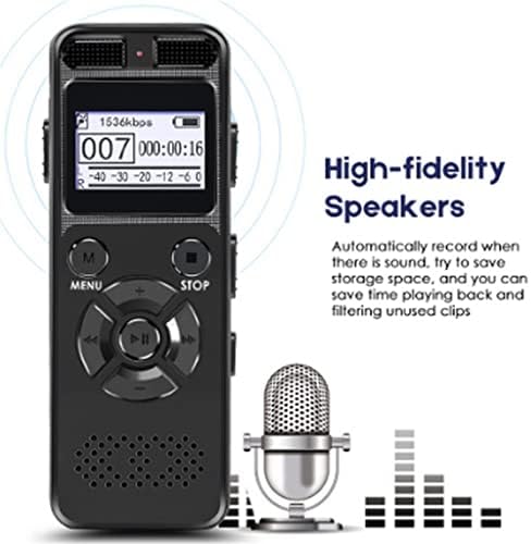 DLOETT Digitális diktafon Hangfelvétel Diktafon MP3 LED Kijelző Hang Aktivált Támogatási 64G Terjeszkedés zajcsökkentés (Szín