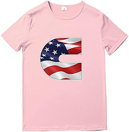 Férfi Melegítő Zsebek Férfi Grafikus Póló, Alkalmi Tshirt 3D-s 4 július Zászló Mintás Vintage póló Szerelt T