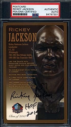 Rickey Jackson PSA DNS Aláírt Hall of Fame Bronz Mellszobor, Képeslap Autogram - NFL-Vágott Aláírás