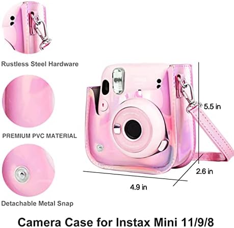CAIYOULE védőtok Fujifilm Instax Mini 11/9/8 Kamera Vízálló, PVC Táska Állítható vállpánttal, Mini Fénykép Tároló Zseb (Átlátszó