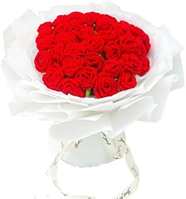 HGVVNM Kézzel Kötött Szimuláció 36 Vörös Rózsa Csokrot Kötött Fonal Virág Halhatatlan Virág DIY Ajándék (Szín : Egy, Méret