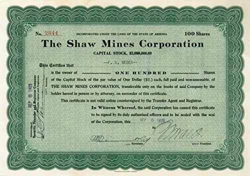 Shaw Bányák Vállalat - Raktáron Bizonyítvány