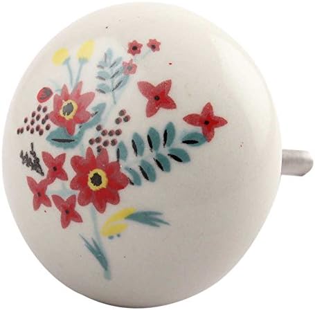 IndianShelf 12 Darab Komód Gombok Kézzel Készített Vintage Többszínű Fiókba Húzza Kezeli Antik Kerámia Fiókban Húzza Virág