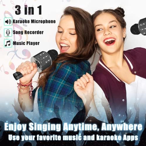 iUse Vezeték nélküli Karaoke Mikrofon, Hordozható Kézi Ének Karaoke Hangfal 4 az 1-ben Hordozható Mikrofon, Hangszóró, zenelejátszó,