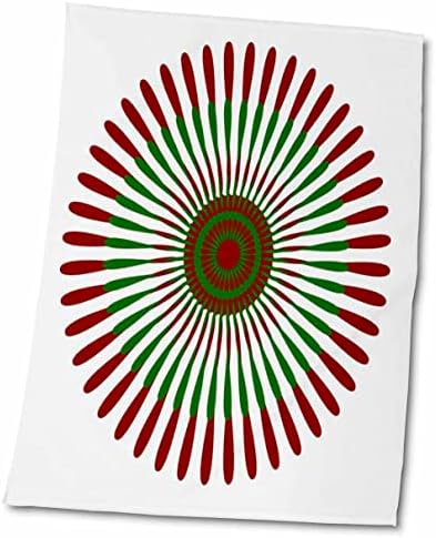 3dRose Florence Geometriai - Piros n Zöld Körök minta - Törölköző (twl-41694-1)