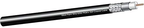 1000' Nyugati Penn Vezeték 6350 CMR 18 AWG 3G-SDI RG6/U HD-SDI Koaxiális Kábel - Fekete (Equival. Belden 1694A)