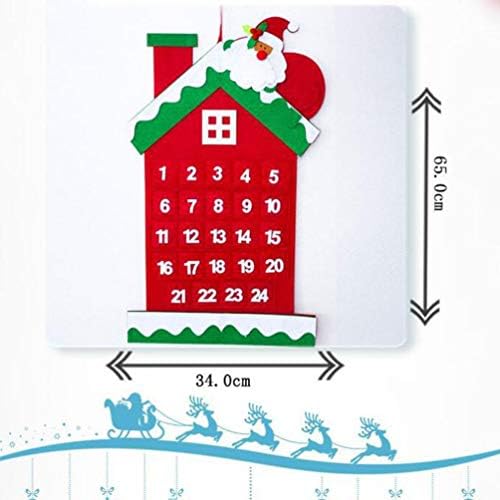 Amosfun Betlehemes Dekoráció Karácsonyi visszaszámlálás naptári éreztem, rajzfilm ház alakú xmas fal, ajtó, 24 nap visszaszámlálás