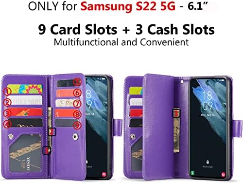 Varikke Samsung Galaxy S22 az Esetben Pénztárca, Galaxy S22 az Esetben a Nők Kártya Tartóját & Erős Mágneses Levehető Fedél