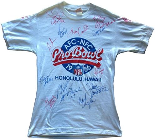 1986 Pro Bowl aláírt póló & program 16 automatikus Phil Simms autogramot CBM COA - Dedikált NFL Magazinok