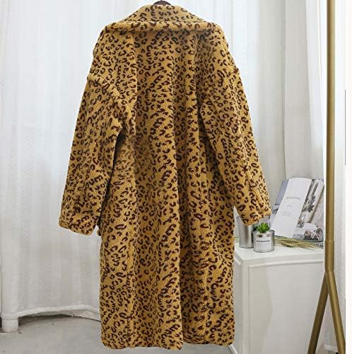 PRDECEXLU Holiday Plus Size Kabát, Női Hosszú Ujjú Alapvető Office Patchwork Kabát Szakaszon Leopárd Hajtóka Vastag
