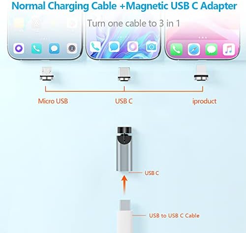 SHEEAST USB-C Magentic Adapter 540 Fokos Elforgatás 3 az 1-ben QC 3.0 Gyors Töltés Max Támogatás 3A, Ezüst
