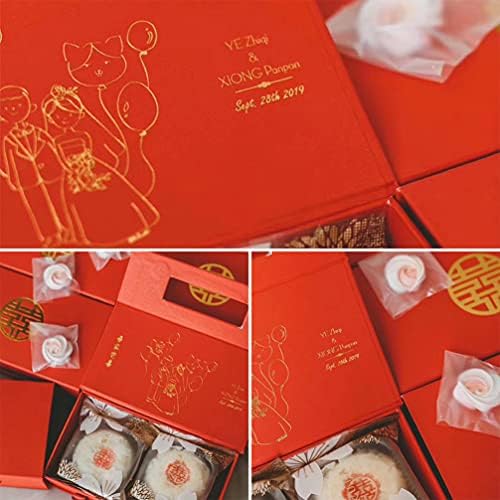 KESYOO Vörös Ajándék Táskák Kínai Esküvői Ajándék Doboz Piros cukor Doboz Esküvői Ajándék Táskák Kezelni Doboz Sütit Doboz