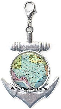 AllMapsupplier Divat Horgony Cipzár Húzza Texas térkép Horgony Cipzár Húzza,Texas Állam térkép Ékszerek,Texas térkép Homár