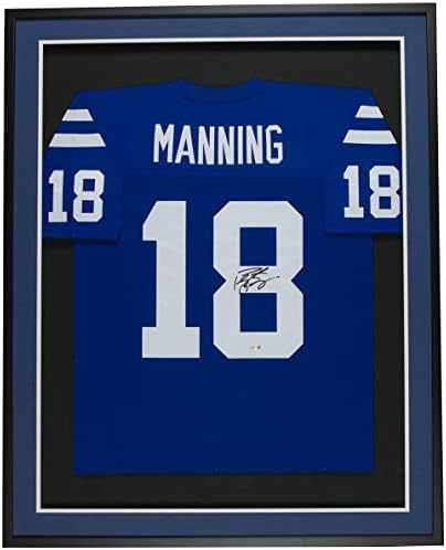 Peyton Manning Aláírt Keretes Kék Colts Nike Foci Mez Fanatikusok - Dedikált NFL Mezeket