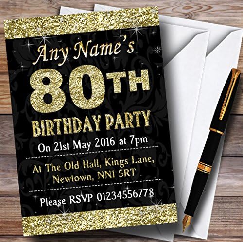 Csillogó Nézd Arany 80-adik Születésnapi Party Személyre szóló Meghívók