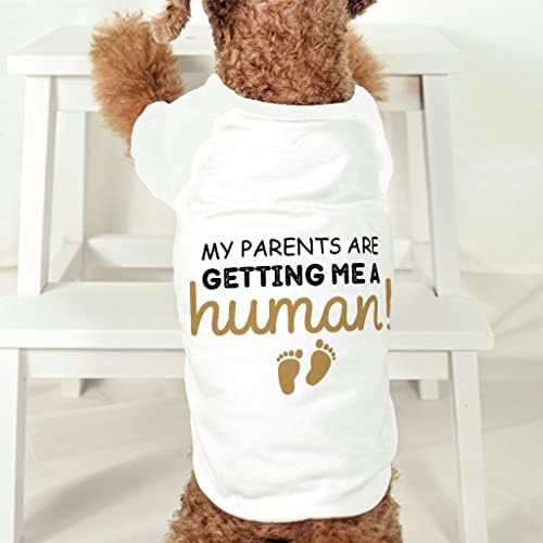 A Szüleim Egyre Nekem Egy Emberi Kutya Póló - Text Design Kutya Póló - Vicces Kutya Ruha (2XL, Fehér)