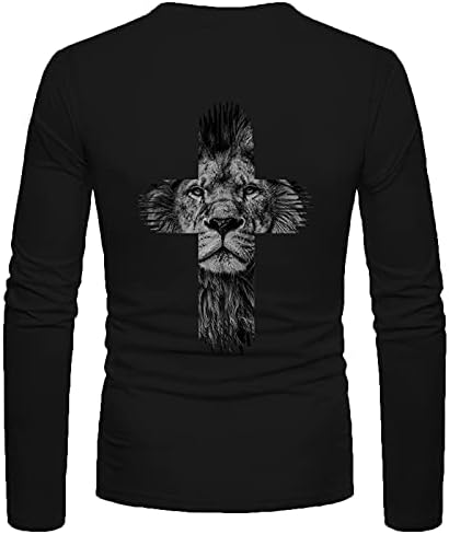 WOCACHI Katona Long Sleeve T-shirt Mens, Tavaszi 3D Utca Hit Jézus Kereszt Nyomtatás Edzés Atlétika Tee Maximum