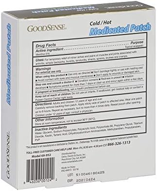 GoodSense Extra Erőt, Hideg/Meleg Gyógyszeres Tapasz, Mentol 5%, 5 Szám