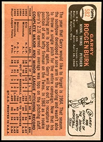 1966 Topps 582 ERR Garry Roggenburk Minnesota Twins (Baseball Kártya) (Sötét kék kör az égen Jobb felső sarkában játékos)