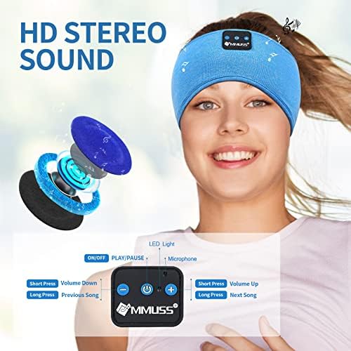 MMUSS Aludni Fejhallgató Bluetooth 5.2 Sport Fejpánt Ultra Vékony Sztereó Hangszóró,Vezeték nélküli Alszik a Zene Fejhallgató