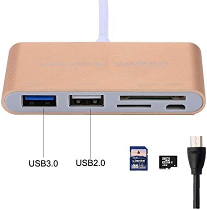HD Kapcsolat 5 az 1-ben Micro SD + SD + USB 3.0 + USB 2.0 + Micro USB-Port USB-C/C-Típusú OTG Combo Adapter Kártya Olvasó,